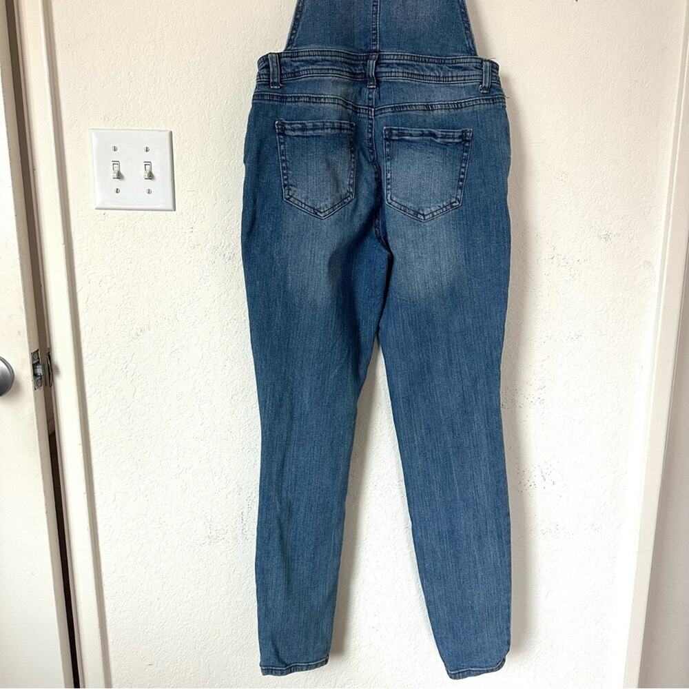Vanilla Star Blue Wash Denim Distressed Frayed Overall Jeans Y2K Medium - Picture 11 of 12
